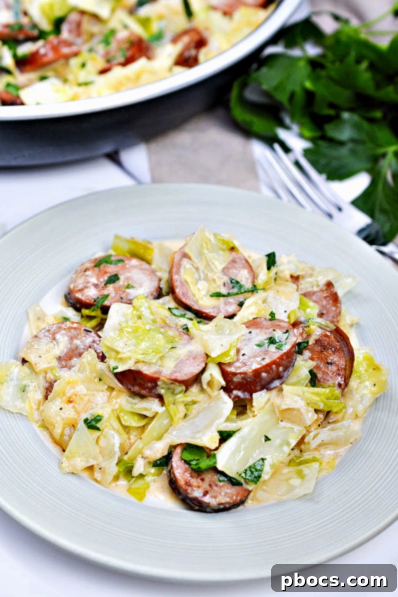 Keto TikTok Cajun Sausage Cabbage Alfredo