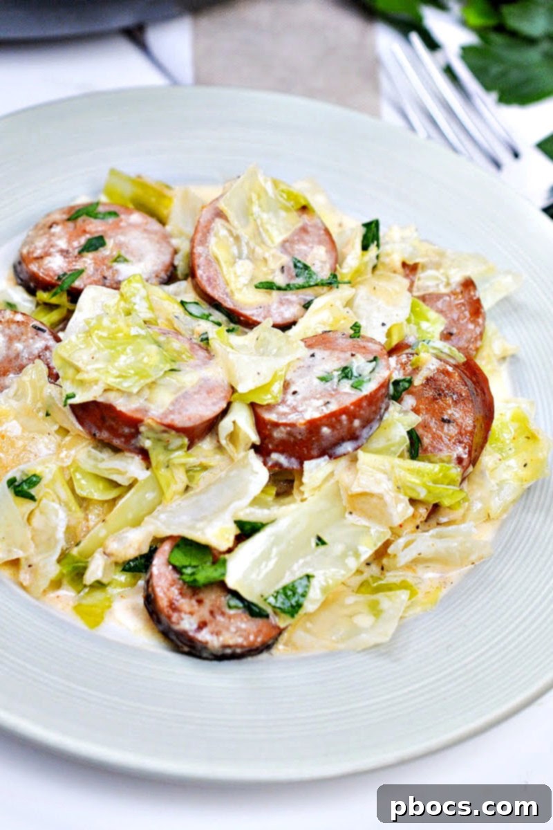 Keto TikTok Cajun Sausage and Cabbage Alfredo