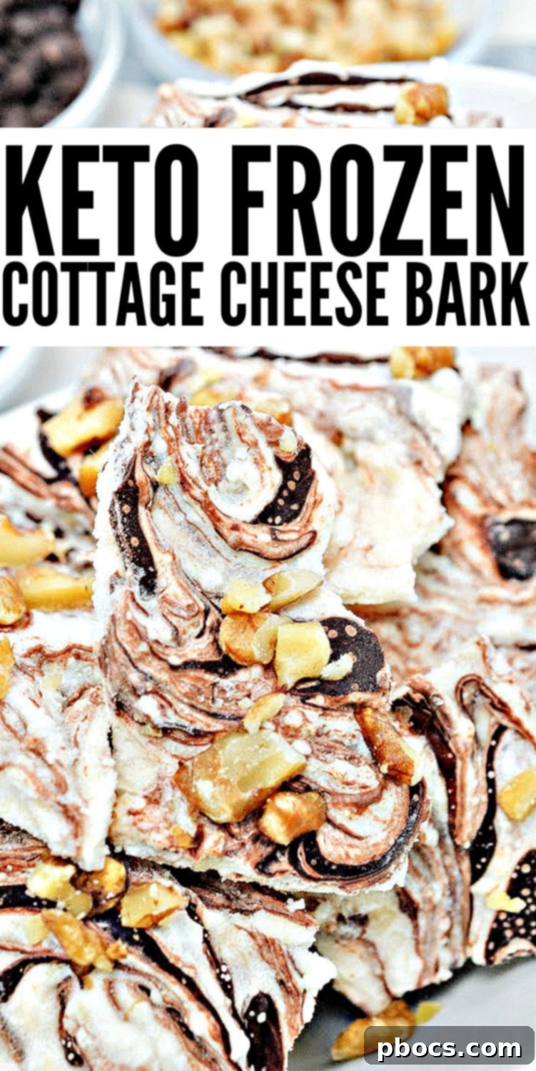 Keto Cottage Cheese Freezer Bark 16 Pinterest-ready image of Keto Frozen Cottage Cheese Bark