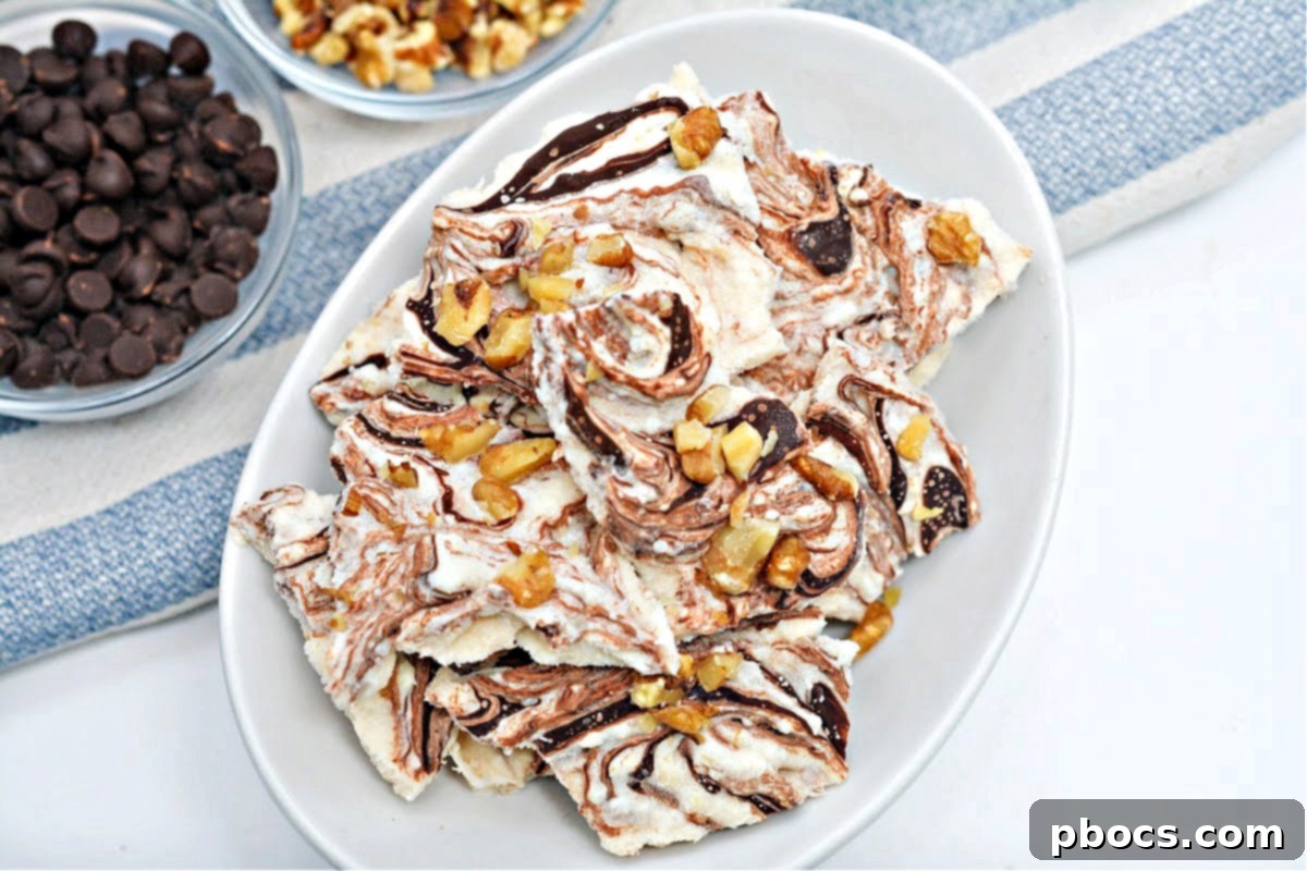 Keto Cottage Cheese Freezer Bark 4 Overhead shot of Keto Frozen Cottage Cheese Bark on a tray