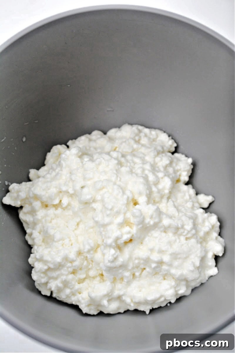 Keto Cottage Cheese Freezer Bark 10 A bowl of cottage cheese ready for blending