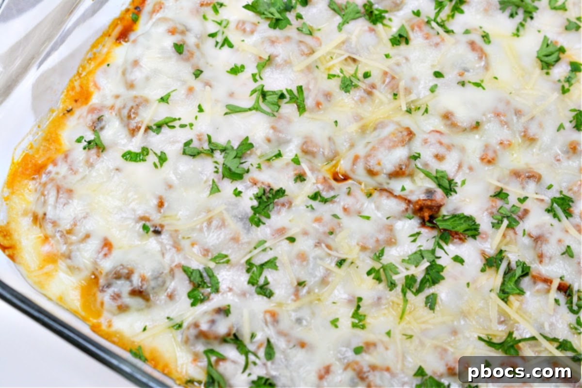 Keto Protein Lasagna sliced and ready to serve