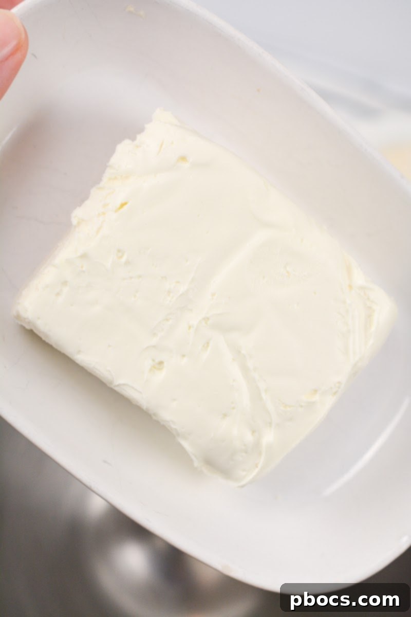 Cream Cheese being prepared for the filling