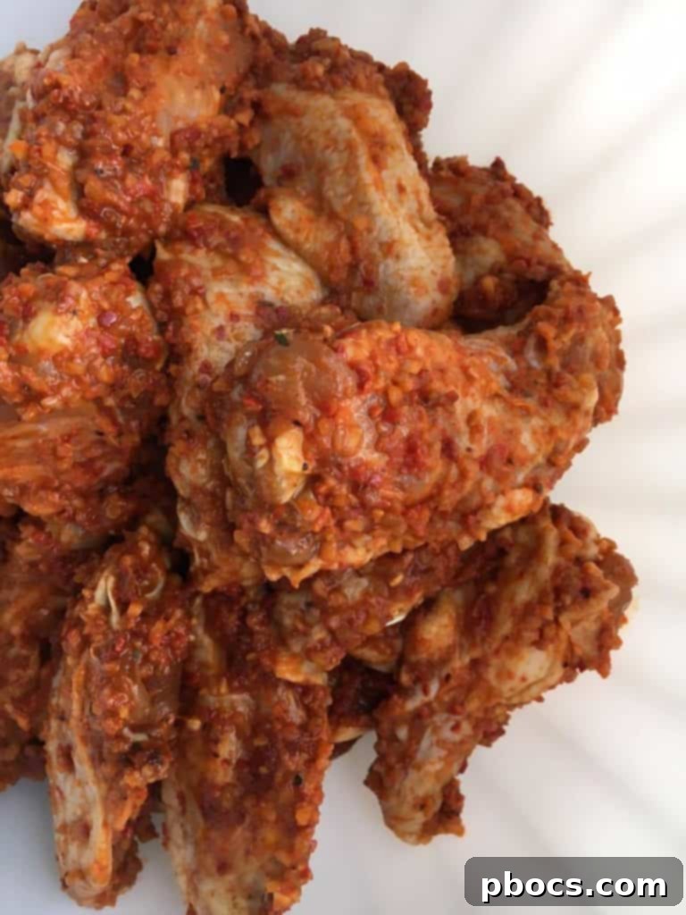Chicken wings marinating in honey garlic pepper sauce in a bowl.