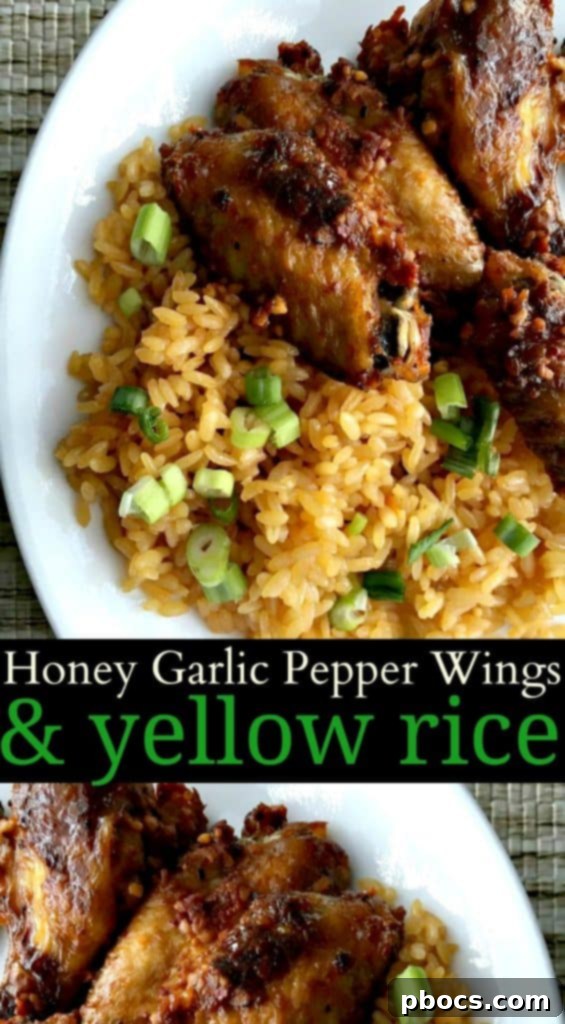 Pinterest-friendly image for Honey Garlic Pepper Wings recipe, showing perfectly glazed wings.