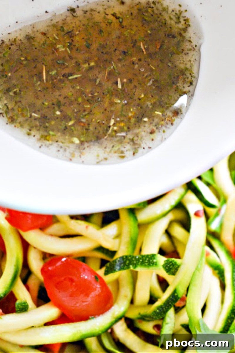 Keto BLT Zoodle Power Bowl 11 Keto BLT Zucchini Noodles Salad - Dressing Added