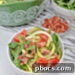 Keto BLT Zoodle Power Bowl 14 A bowl of Keto BLT Zucchini Noodles Salad