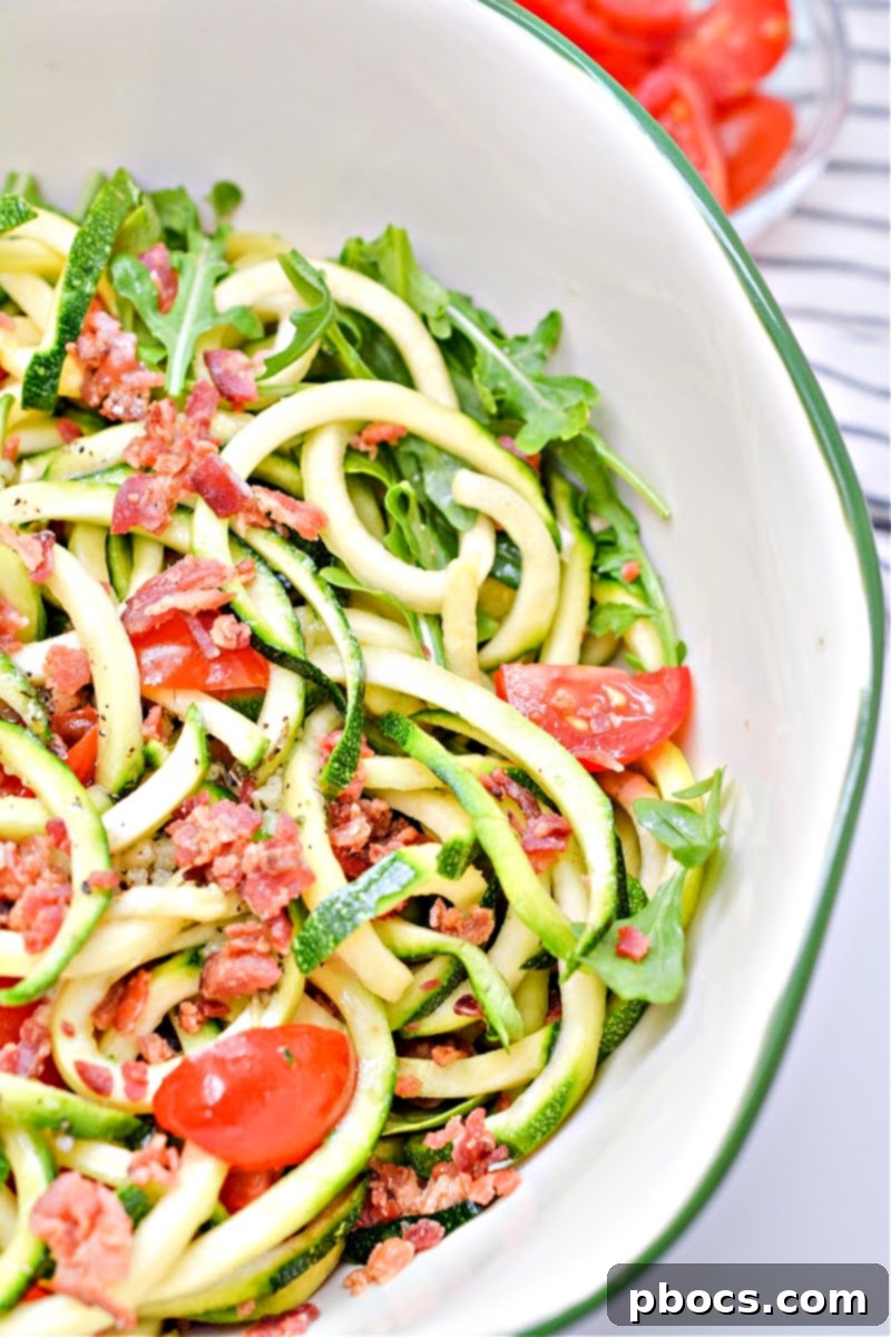 Keto BLT Zoodle Power Bowl 3 Keto BLT Zucchini Noodles Salad - Ingredients Showcase