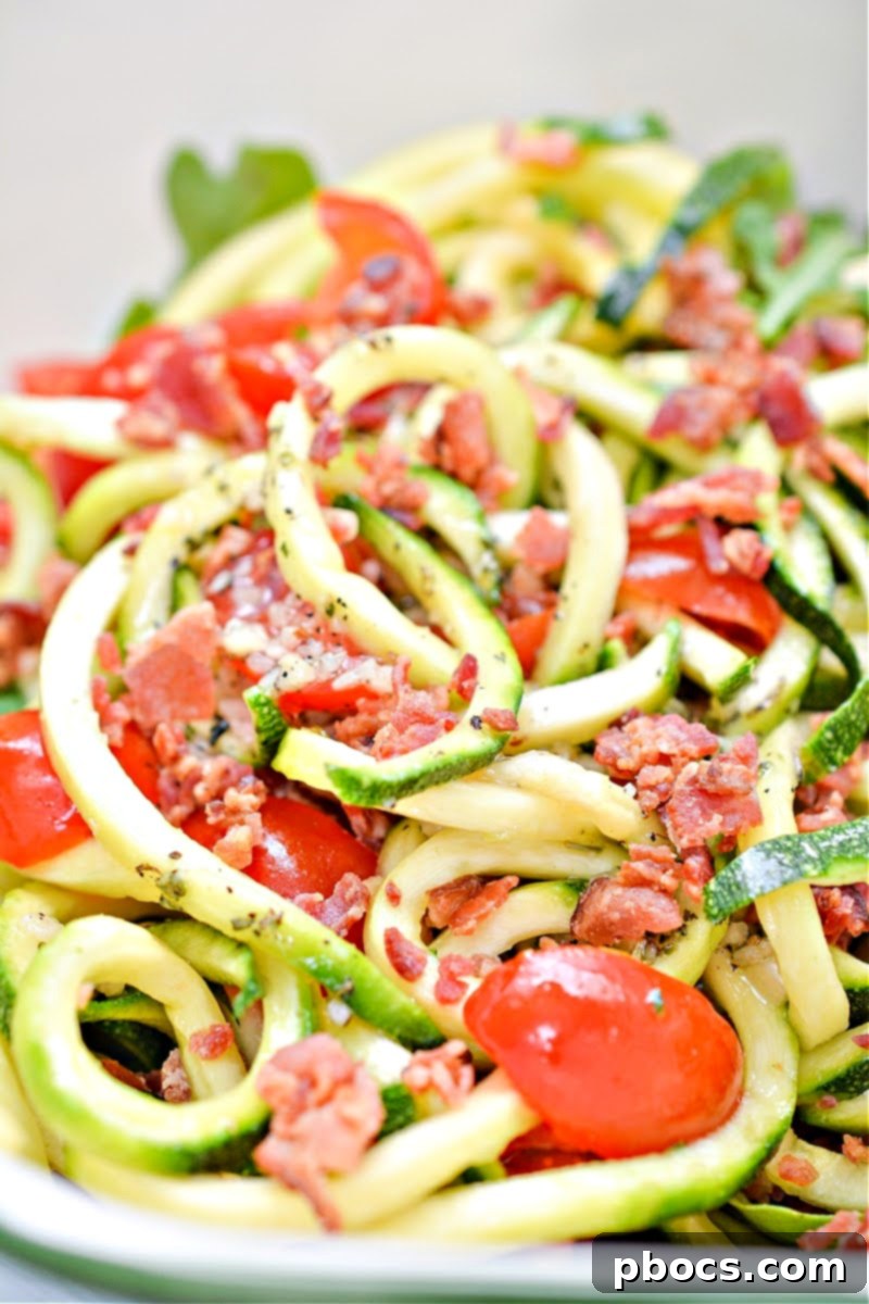 Keto BLT Zoodle Power Bowl 7 Keto BLT Zucchini Noodles Salad - Perfect for Lunch