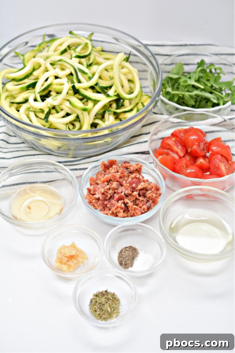 Keto BLT Zoodle Power Bowl 8 Keto BLT Zucchini Noodles Salad Ingredients - Fresh & Simple