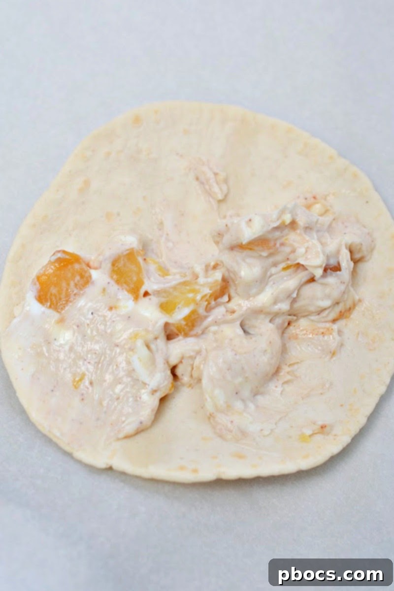 Adding peaches and cream cheese to keto tortillas
