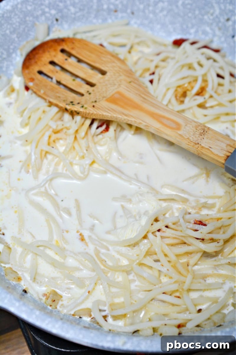 Cooking noodles in cream