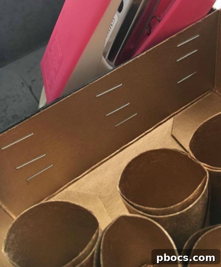 Creative Back To School Desk Organizer 10 Stapling the two spray-painted tissue box sections together