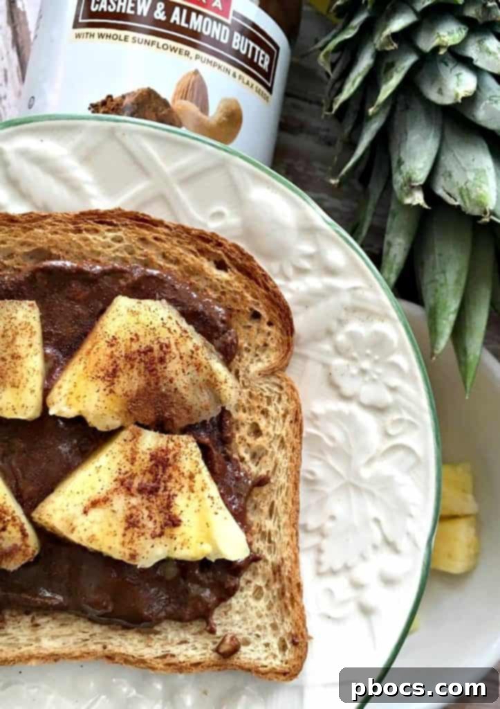 Finished Chocolate Coconut & Pineapple Toast, garnished with cinnamon, ready to be enjoyed