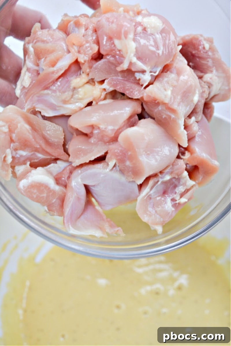 Diced raw chicken
