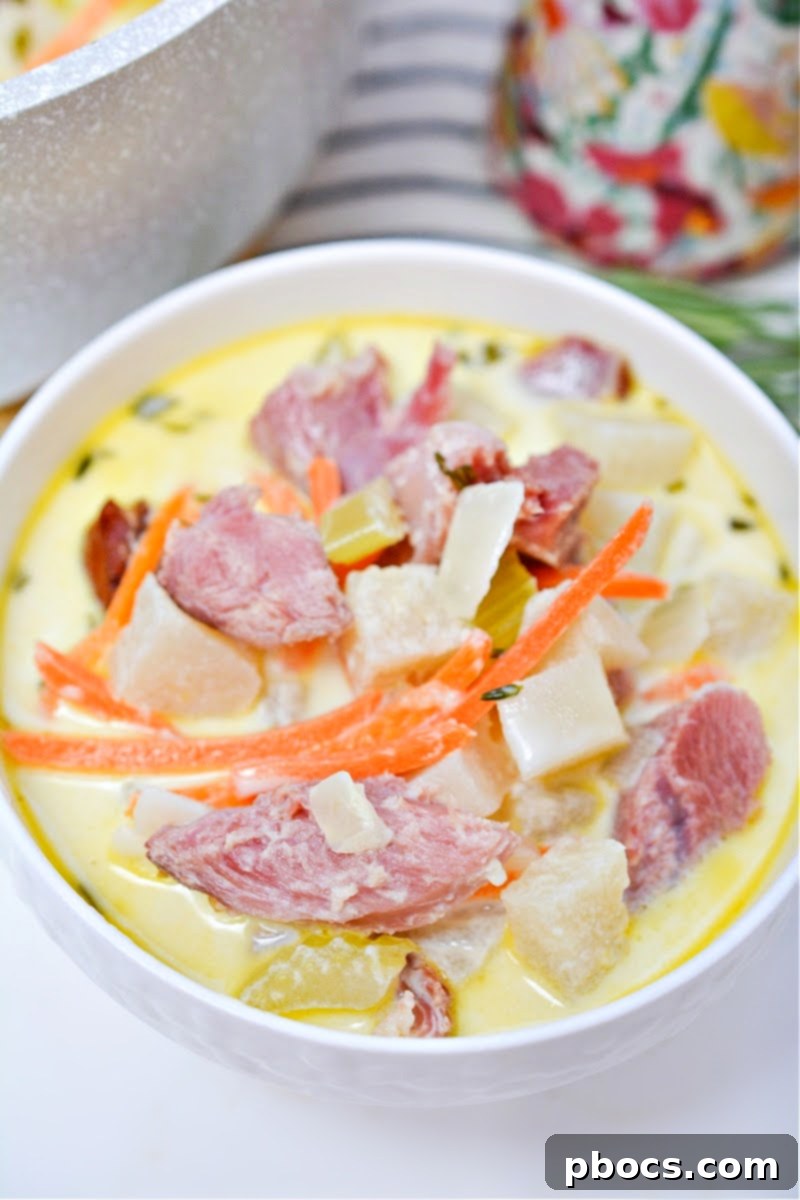 Creamy Keto Ham Bone Soup With Vegetables