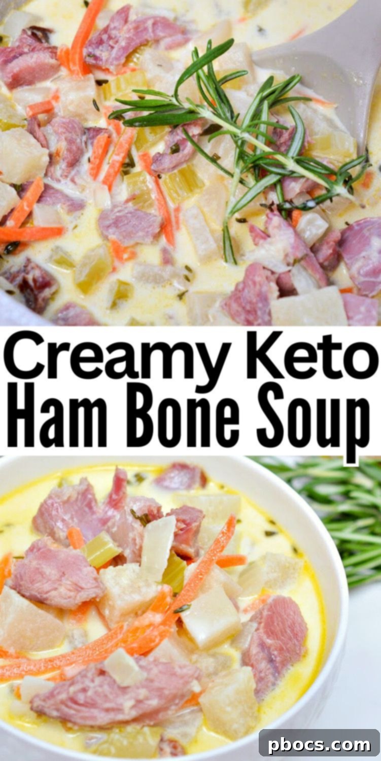 Creamy Keto Ham Bone and Veggie Soup