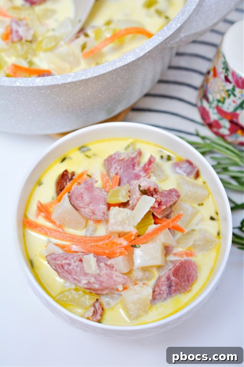 Creamy Keto Ham Bone Soup With Vegetables