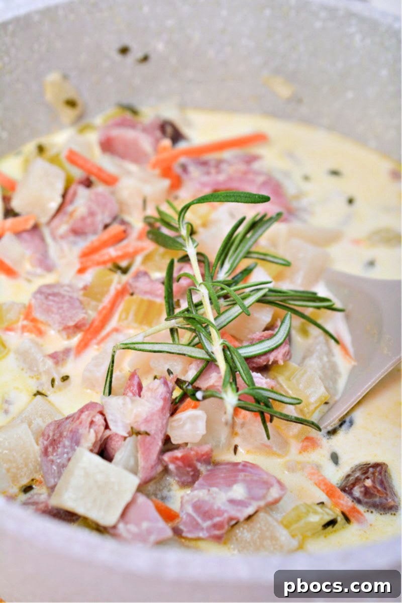 Creamy Keto Ham Bone Soup With Vegetables