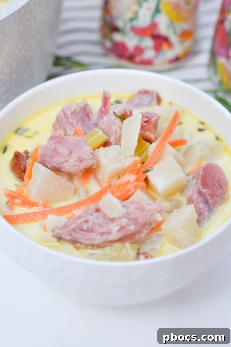 Creamy Keto Ham Bone Soup With Vegetables