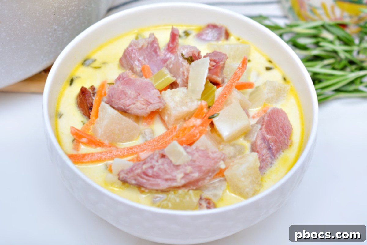 Creamy Keto Ham Bone Soup With Vegetables