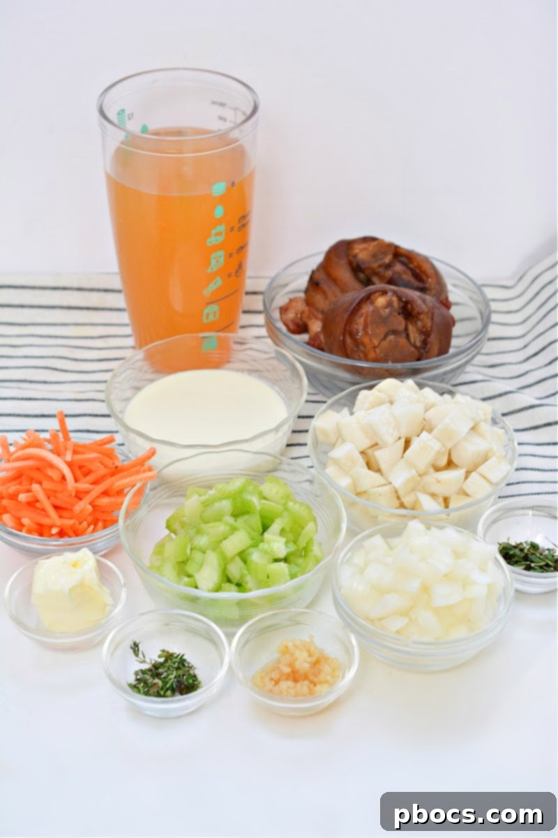 Creamy Keto Ham Bone Soup With Vegetables Ingredients