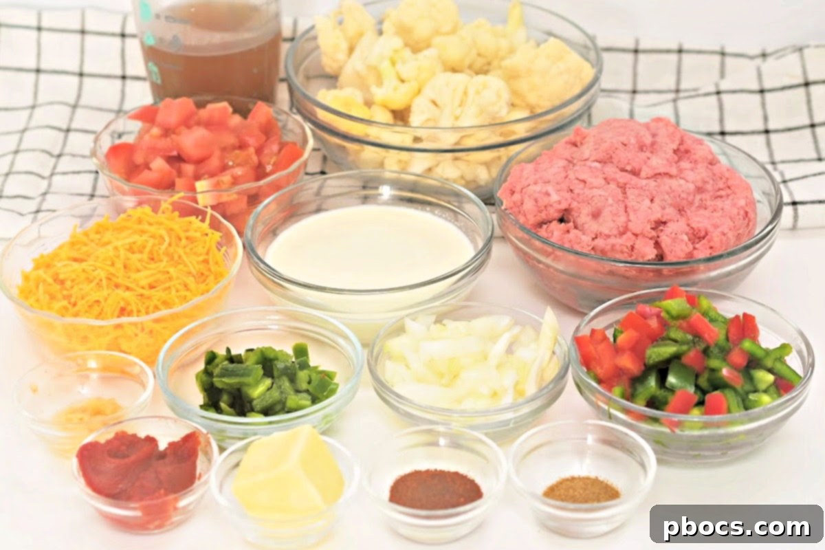 Keto Chili Mac Skillet cooking in a pan