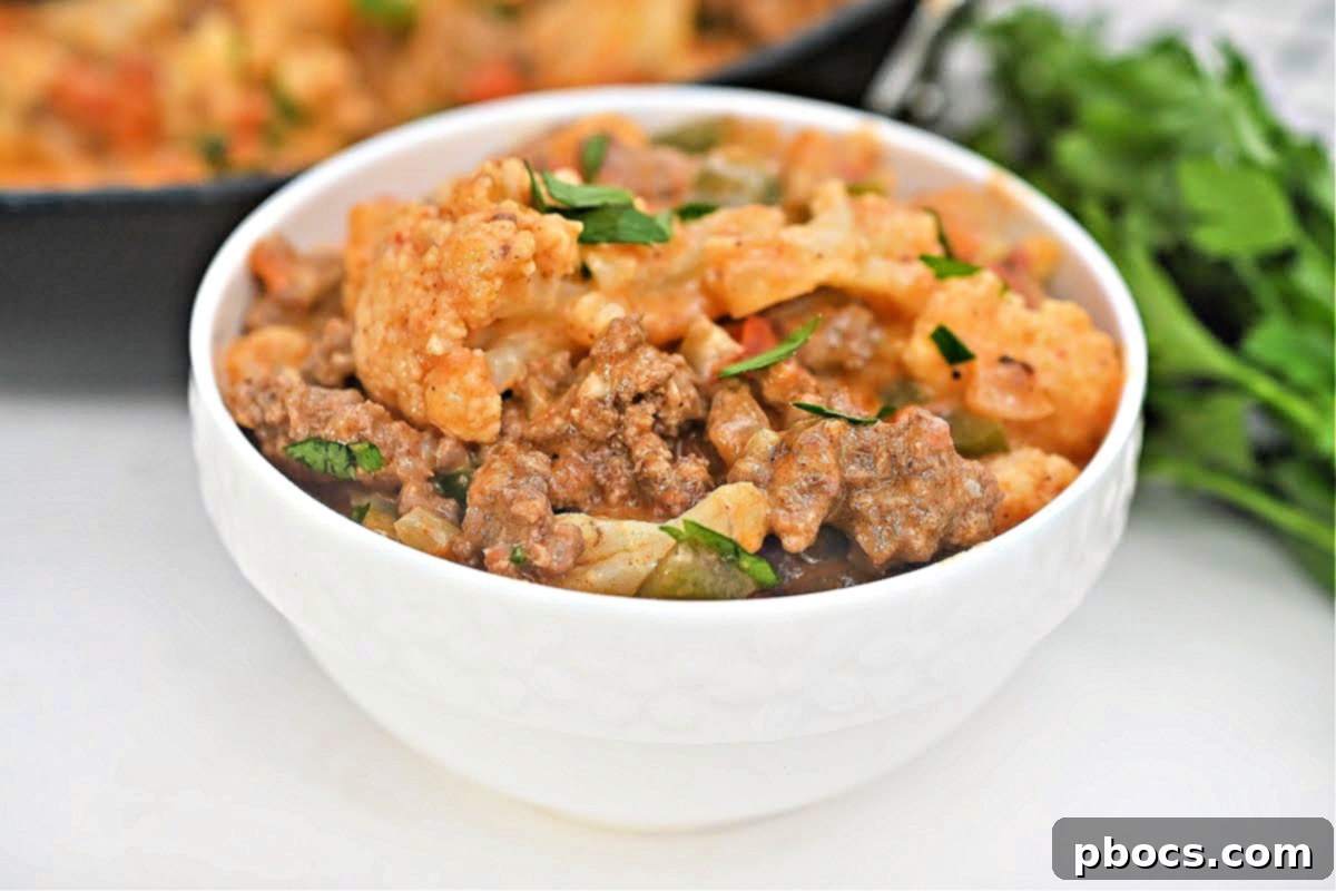 Keto Chili Mac Skillet with a spicy kick