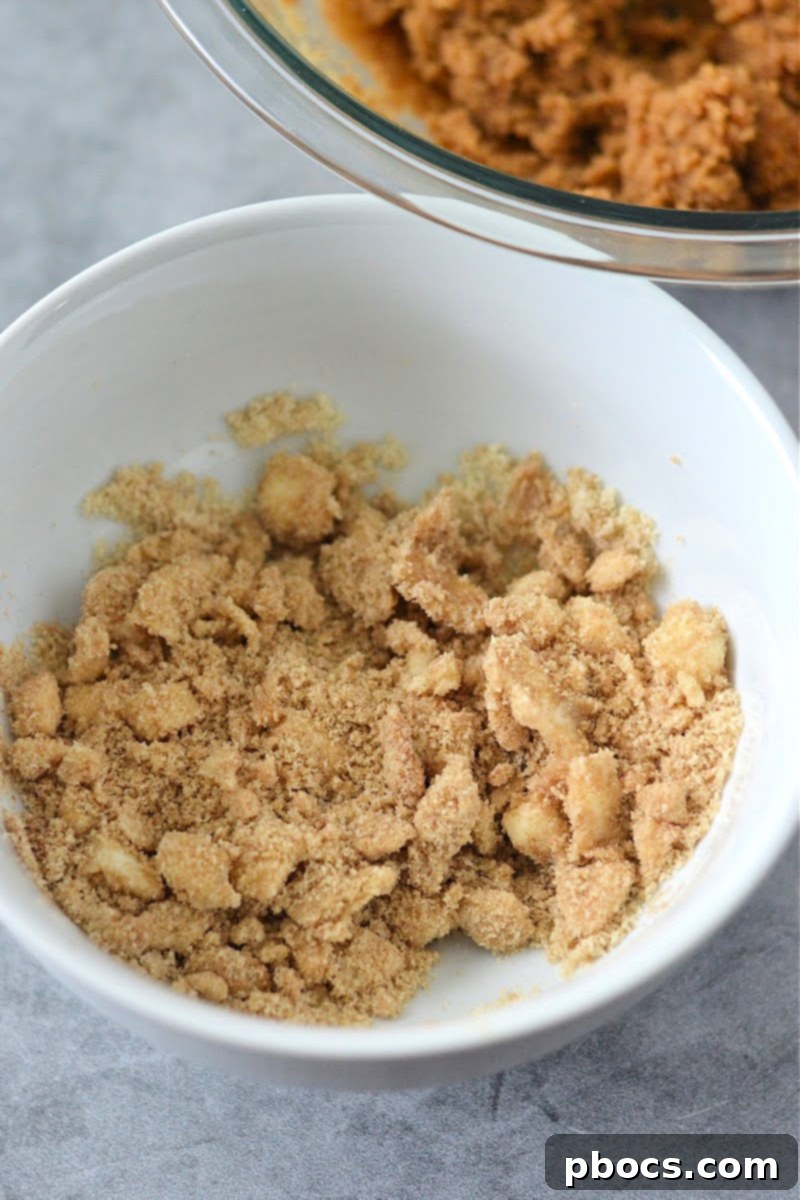 Mixing crumble topping for Keto Pumpkin Coffee Cake Cookies
