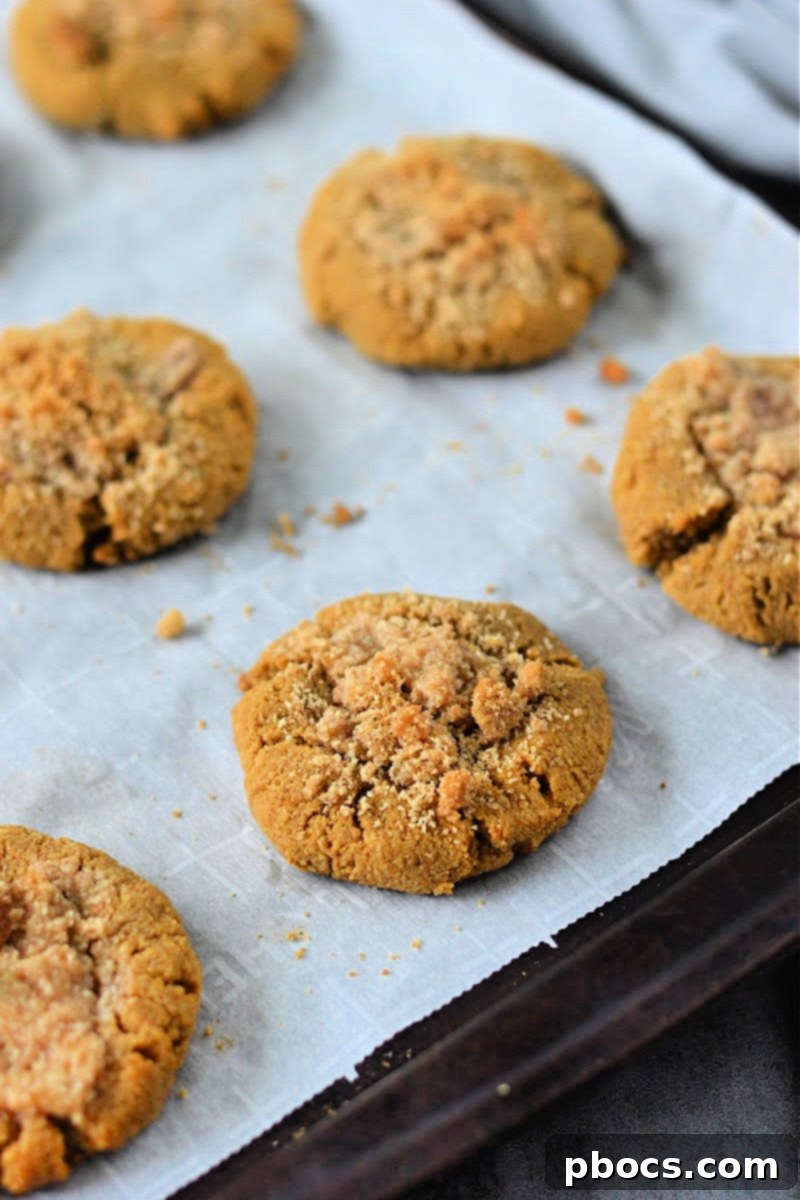 Keto Pumpkin Coffee Cake Cookies with a rich crumble