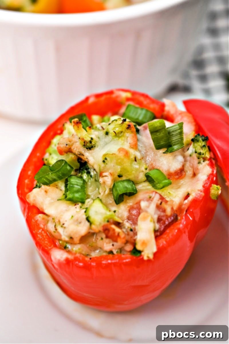 Keto Ranch Chicken and Broccoli Stuffed Peppers: Delicious and easy low-carb meal for families