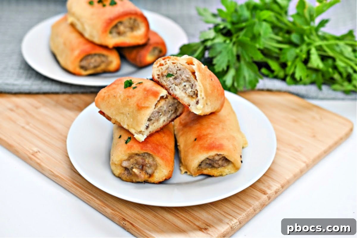 Cooked Keto Sausage Rolls on a cooling rack