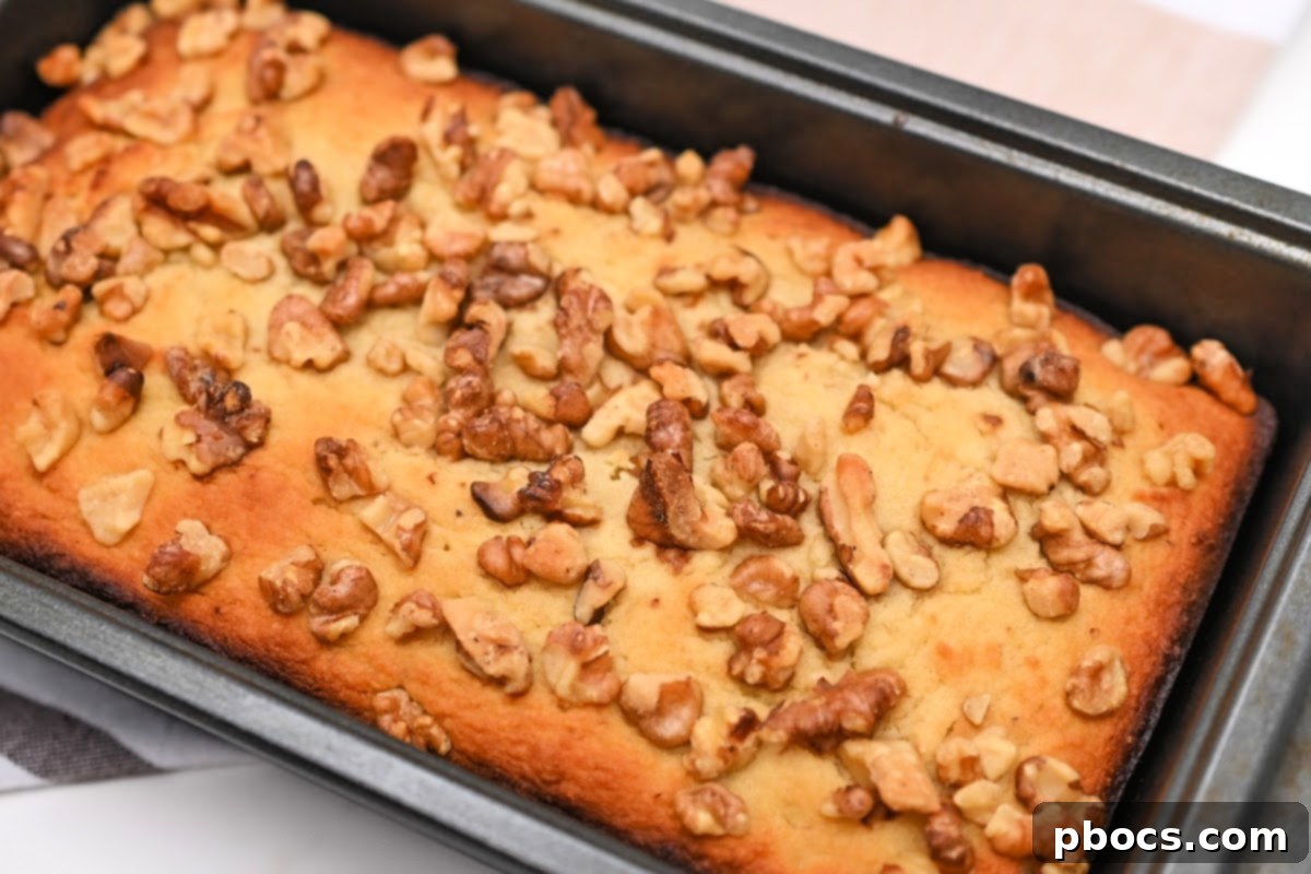 Creamy Low-Carb Ricotta Banana Bread 12 Baked Low Carb Ricotta Banana Bread in a loaf pan