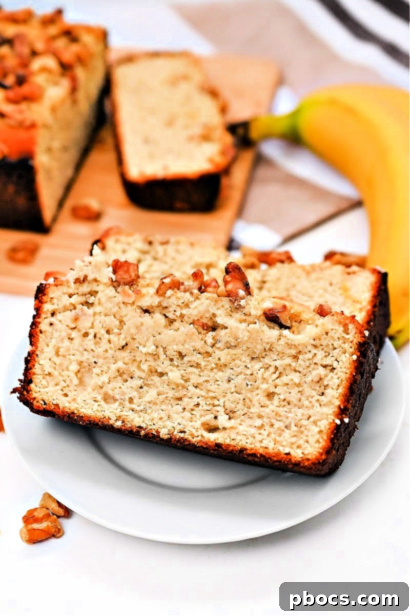 Creamy Low-Carb Ricotta Banana Bread 5 Low Carb Ricotta Banana Bread topped with crunchy walnuts