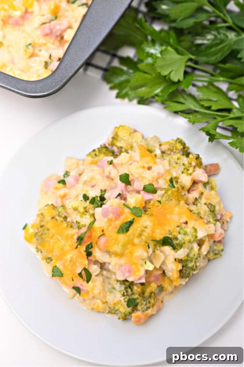 Cheesy Low-Carb Broccoli Rice Casserole With Ham