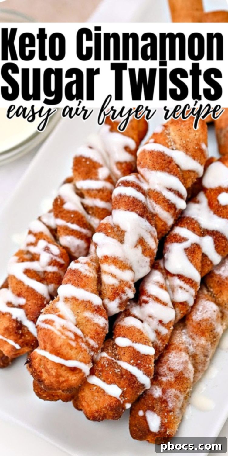 Sweet Keto Cinnamon Air Fryer Twirls 18 Pin this recipe: Keto Air Fryer Cinnamon Sugar Twists