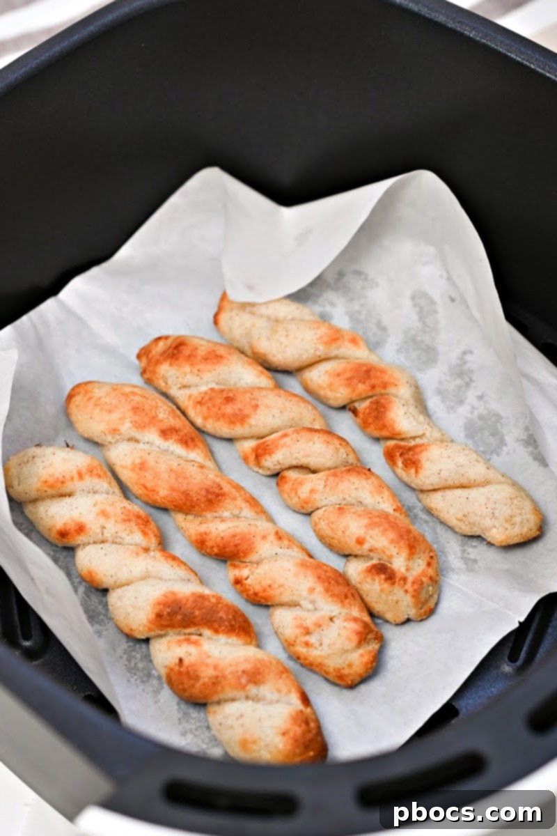 Sweet Keto Cinnamon Air Fryer Twirls 4 Crispy Air Fryer Cinnamon Sugar Twists - Keto Friendly Dessert
