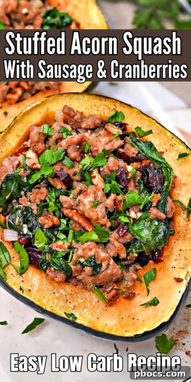 Low Carb Acorn Squash With Sausage and Cranberries