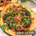 Low Carb Acorn Squash With Sausage and Cranberries