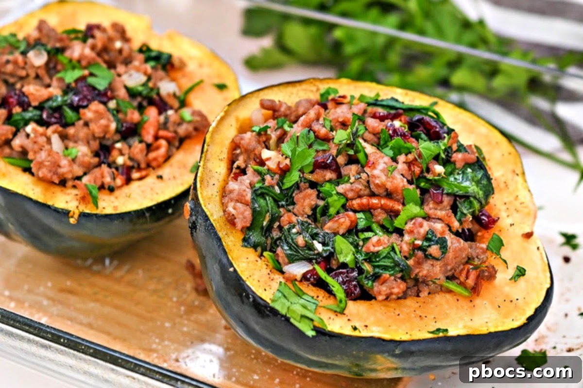 Close-up of Acorn Squash Halves, Ready for Stuffing