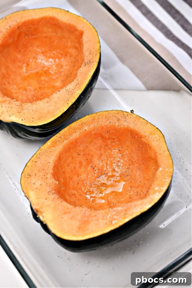 Seasoned Acorn Squash Halves with Olive Oil
