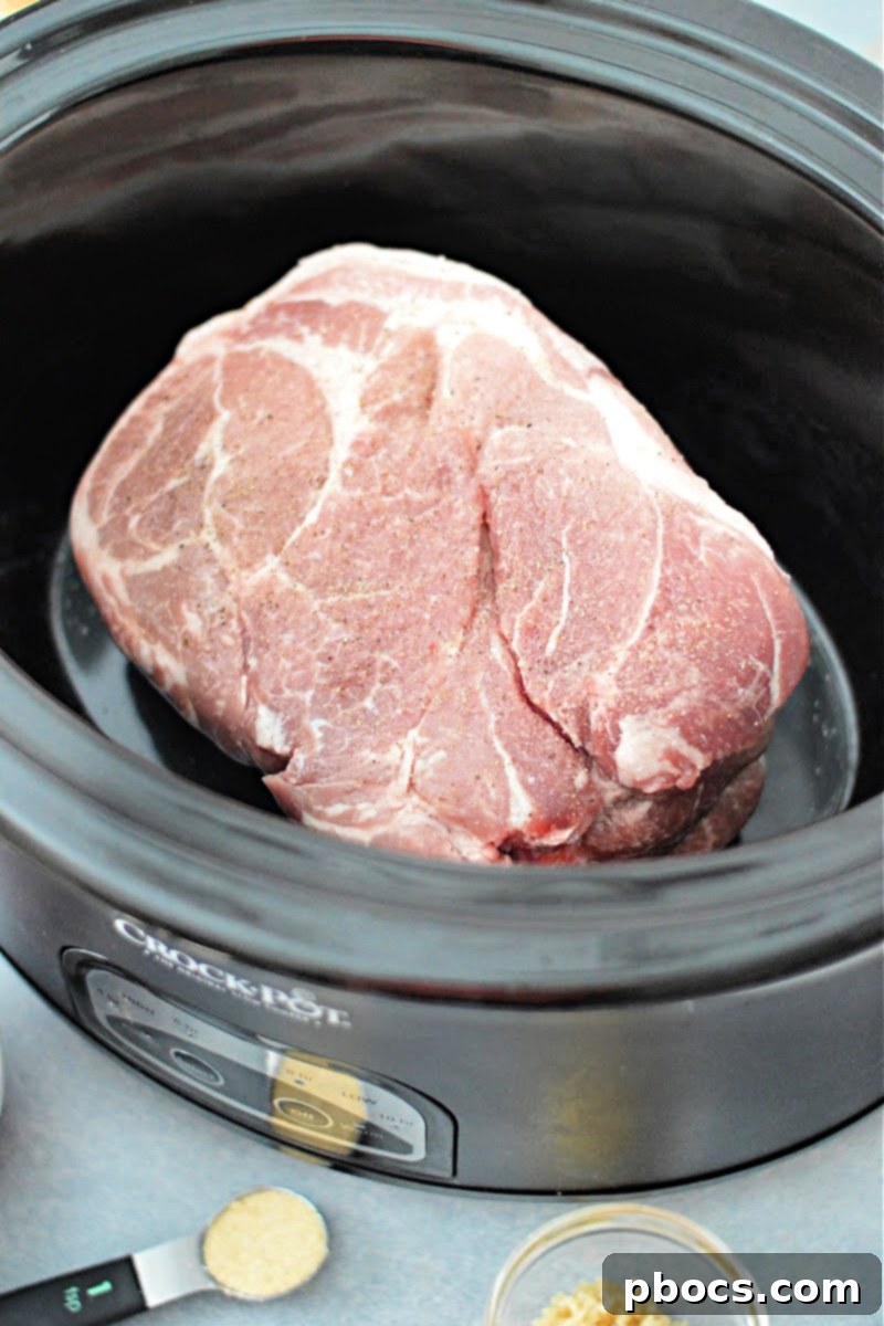 Step 1: Seasoning the pork roast in the Crockpot
