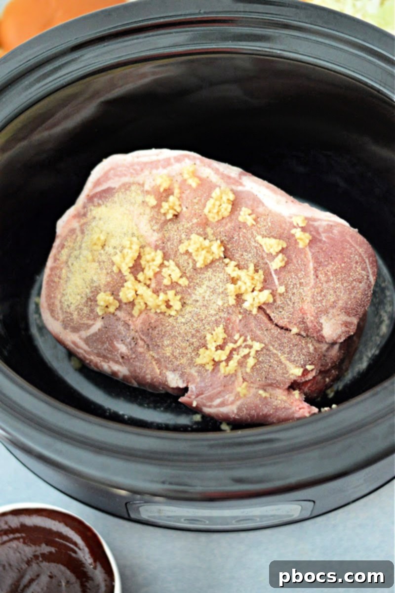 Step 2: Adding garlic and onion powder to the pork