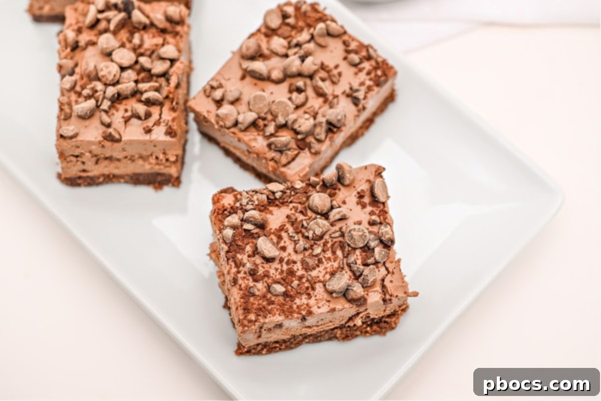 Keto No-Bake Death By Chocolate Cheesecake Bars 5 Various serving ideas for Low-Carb No-Bake Death By Chocolate Cheesecake Bars