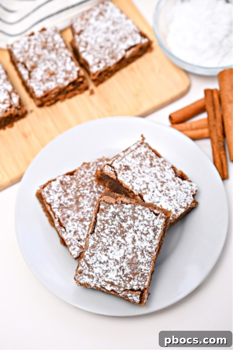 Low-Carb Gingerbread Brownies - main image showing a plate of brownies