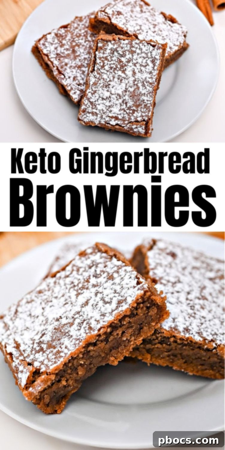 Low-Carb Gingerbread Brownies - vertical pin graphic