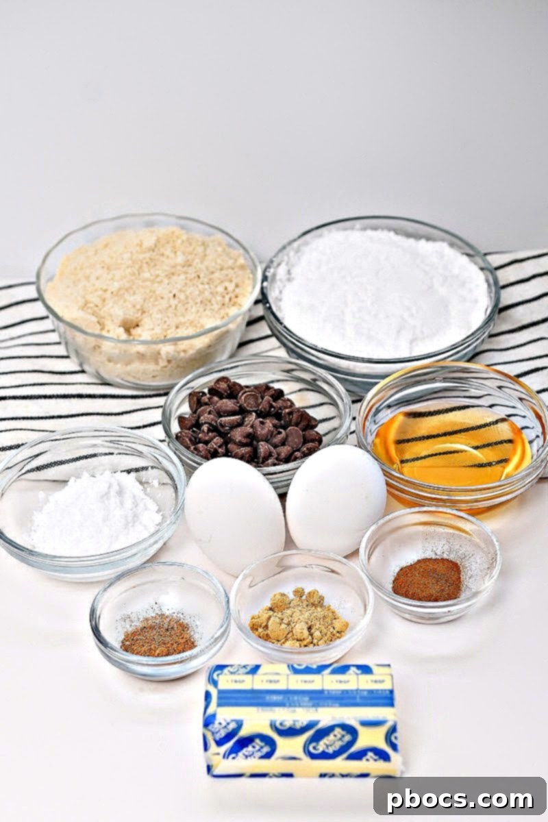 Low-Carb Gingerbread Brownies - ingredients laid out