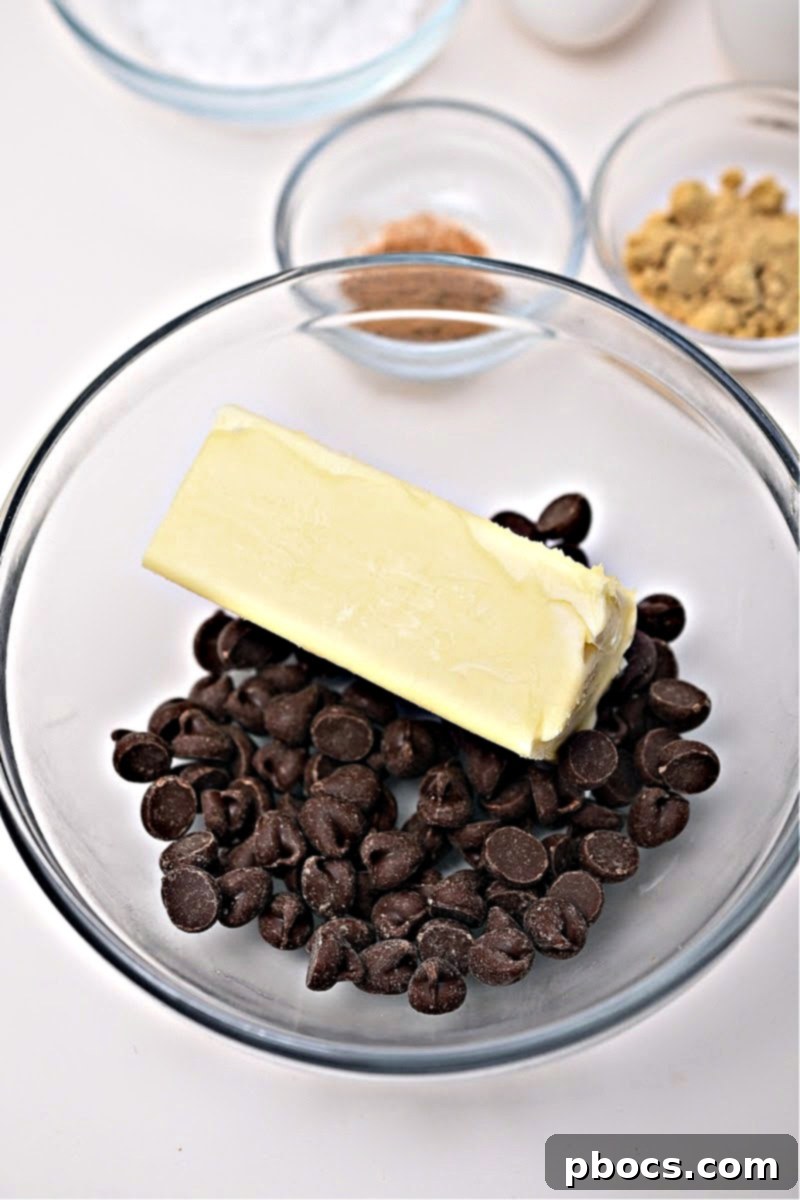 Low-Carb Gingerbread Brownies - melting chocolate and butter