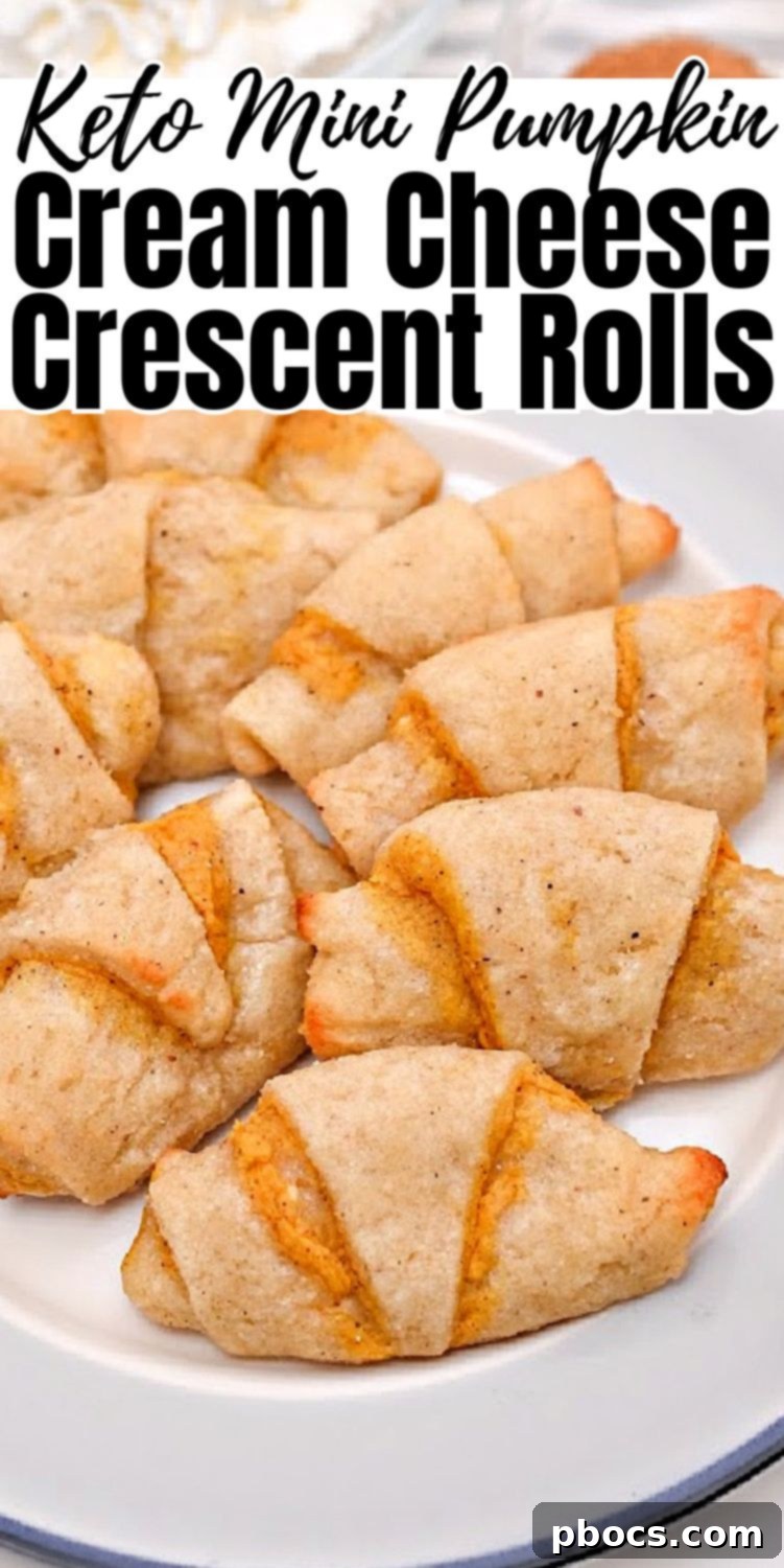 Keto Mini Pumpkin Crescent Rolls - a perfect low-carb, gluten-free treat for pumpkin season and holidays.