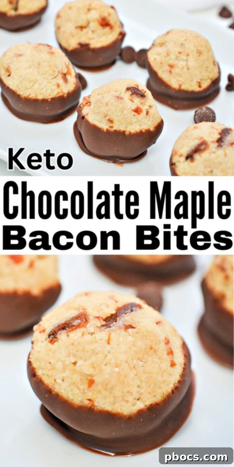 Large, appealing pin-friendly image of Keto Maple Bacon Bites for social sharing.